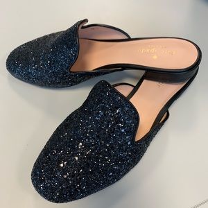 Black Glitter Kate Spade Mules